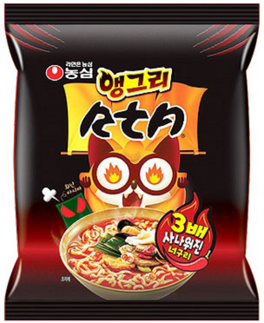 농심 앵그리 너구리 RtA 5봉 매운라면 얼큰한 너구리