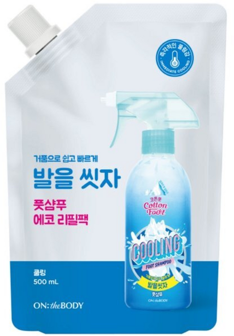 온더바디 발을씻자 코튼풋샴푸 쿨링 500ml리필 (N4), 1개입, 1개, 500ml