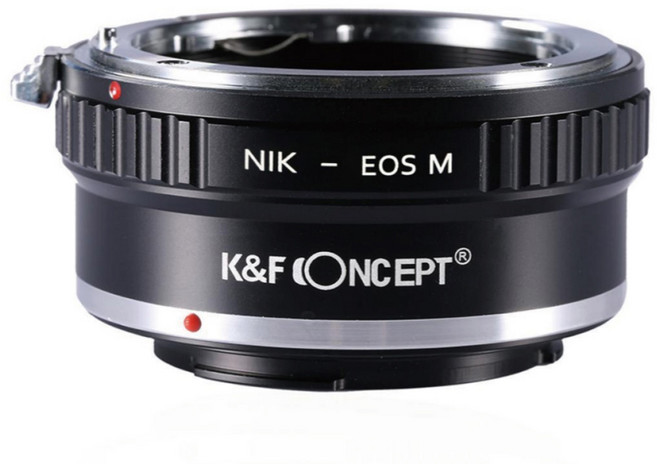 K&F Concept NIK-EOS M _ Nikon F / AI Lens - Canon EOS M Body 변환어뎁터, 1개