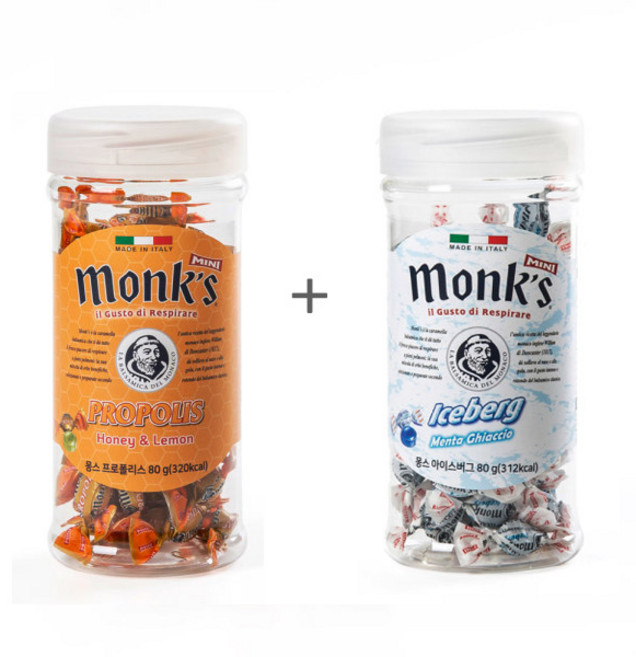 몽스 아이스버그 허브 목캔디 80g + 프로폴리스캔디 80g 차량용캔디 세트