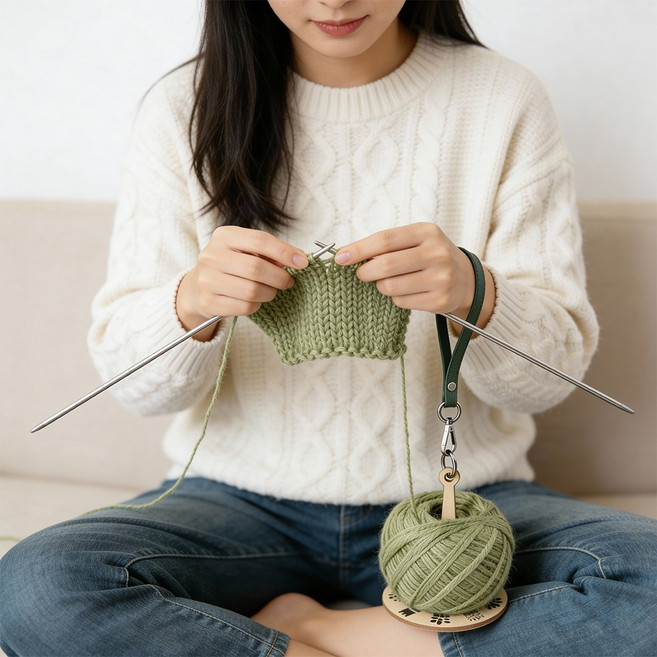 나무 소재의 회전식 실꽂이 새로운 휴대용 회전식 실꽂이 뜨개질 액세서리 새롭게 업그레이드된 실감개, 1개, Green