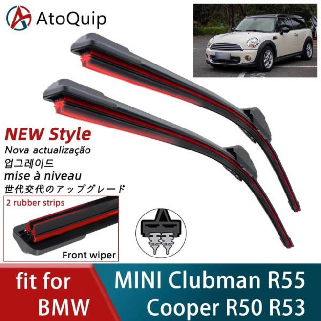호환BMW 미니 클럽맨용 더블 고무 자동차 와이퍼 R55 쿠퍼 R50 R53 프론트 블레이드 브러시 커터 액세, 01 BMW, 02 MINI R55 (07-12), 02 2PCS