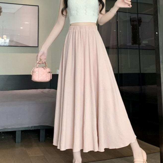 신나몰 밴딩 고무줄 롱치마 루즈핏 A라인 신축 스커트 롱스커트