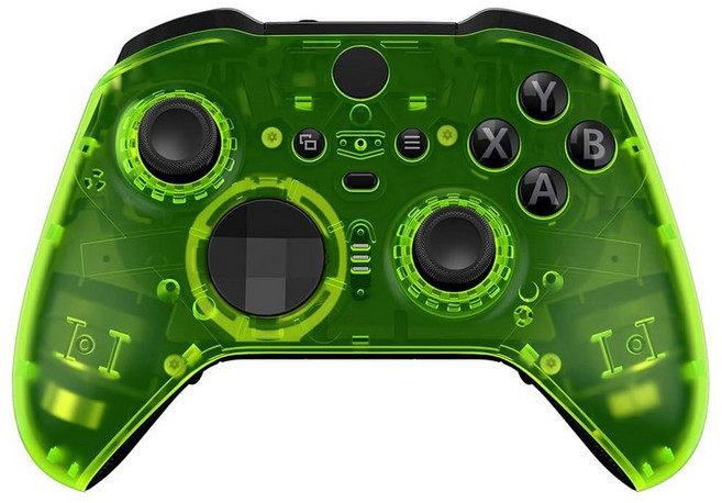EXtremeRate Xbox One Elite 컨트롤러 시리즈 2 (모델 1797)용 에메랄드 그린 교체용 페이스 플레이트 커버 맞춤형 DIY 전면 하우징 쉘 케이스 및 X, 투명 라임 그린, 투명 라임 그린