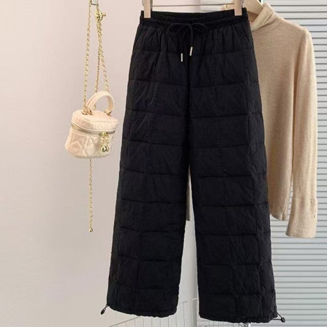 쩐쿠 여성 캐주얼 밴딩 패딩 와이드 팬츠 K0304