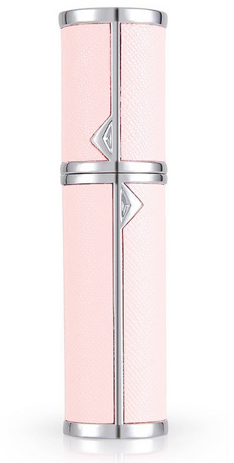 셀벨 천연소가죽 고급 향수케이스 휴대용 펌핑 자동 하단 충전 리필 향수공병 5ml, 1개, 연핑크, 프리미엄 가죽케이스