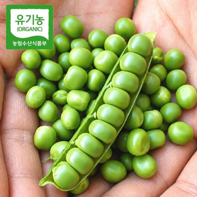[백화점 납품 유기농 햇완두콩] 국내산 홍천 유기농 깐 완두콩 이유식, 1세트, 400g