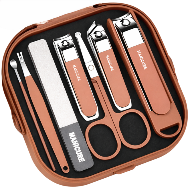 다실 튐방지 깔끔절삭 손톱 깎이 7종, 1세트, 브라운