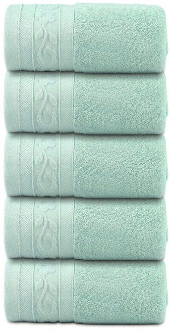 록신 명품 호텔수건 코마사 부드러운 고퀄리티 수건 540GSM 40수 5종세트, 5개, 라이트 그린