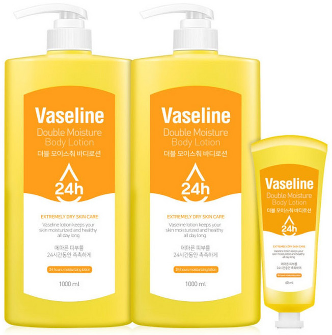 바세린 바디로션 대용량 고보습 1000ml 2개 + 핸드크림 60ml