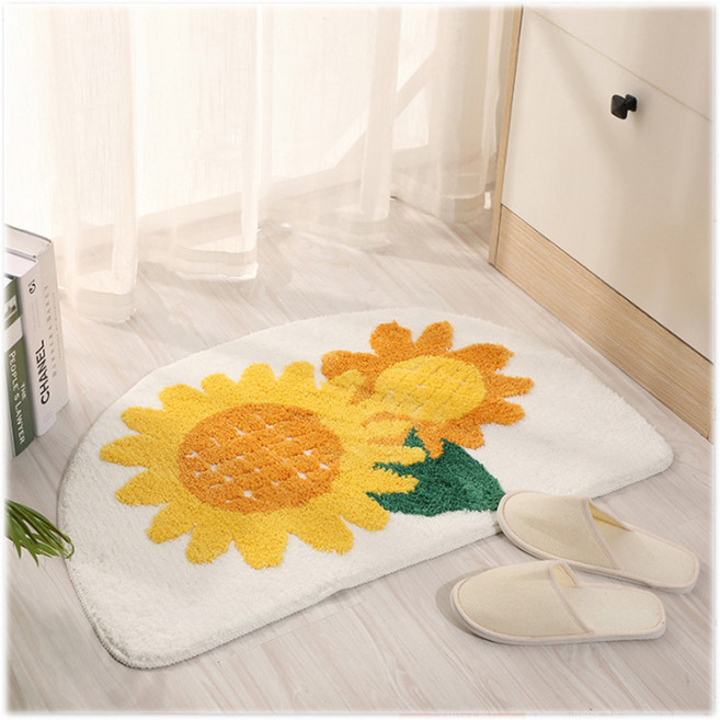 북유럽 보송보송 해바라기 발매트 아이방러그 러그매트, 화이트
