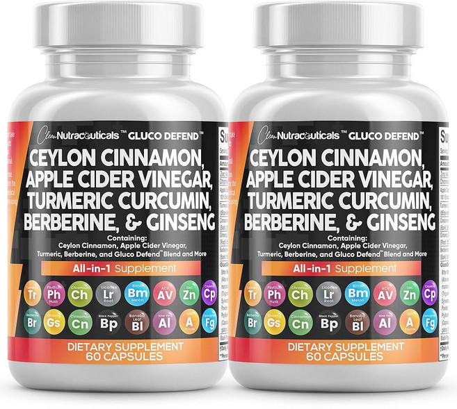 클린 뉴트리컬 실론 시나몬 캡슐 + 버베린 강황 사과 사이다 식초 인삼 쓴 멜론 기네마 밀크 시슬 페누그릭 보충제 파우더 남녀용