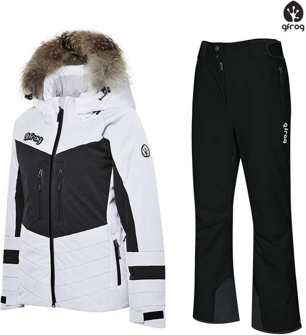 지프로그 스키복 세실리 큐티 화이트블랙 세트 보드복