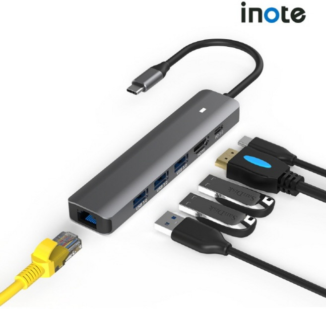 USB C타입 GEN2 6포트 허브 LAN HDMI SD카드 허브, 1개