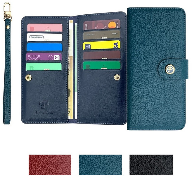 갤럭시 버디3 케이스 SM-A156L 천연 소가죽 뉴다빗트 (더블형 양면 월렛) 카드 지폐 수납 포켓 자석 똑딱이 지갑 (손목 스트랩 줄 끈) 포함 커버