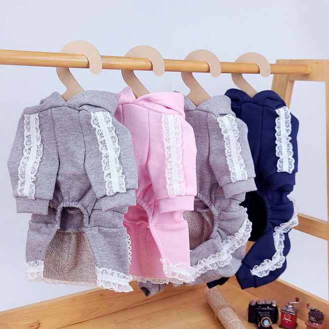 강아지 꾸안꾸룩 레이스후드치마 원피스[트렌드룩], 1개, Gray