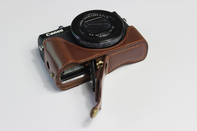 카메라케이스 가죽 하프케이스 캐논 G5X Mark2용, 1개, G7X3 인조가죽 커피