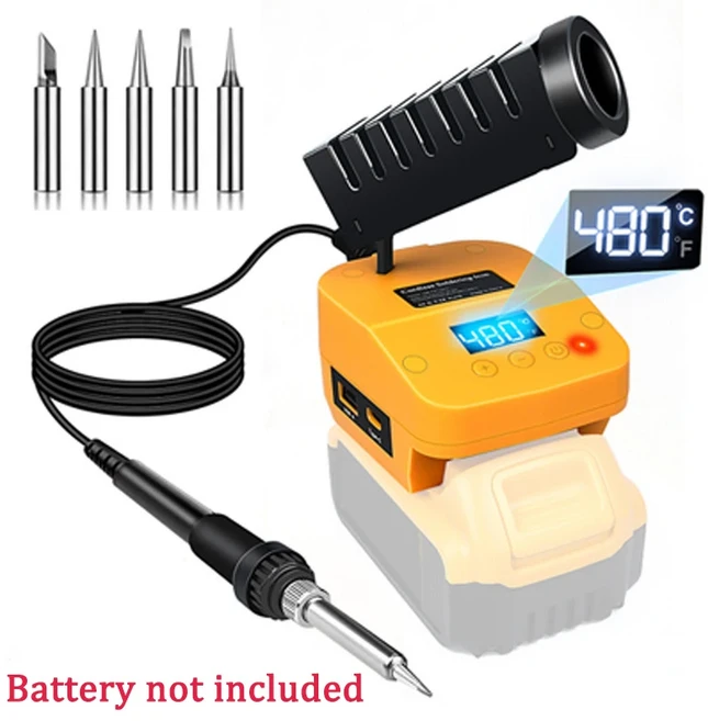 디월트 18V 20V 리튬이온 배터리 전기 납땜 인두 무선 스테이션 USB&타입 C 포트로 빠른 가열, 01 for Dewalt, 01 빠른  Mainland