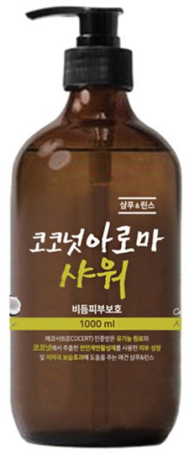 코코넛아로마샤워 비듬피부보호1L 애견샴푸린스 겸용 강아지목욕용품, 1L, 1개