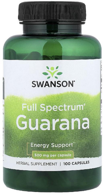 스완슨 과라나 500mg 100캡슐 천연 카페인 보충제 에너지 Guarana, 1개, 100정