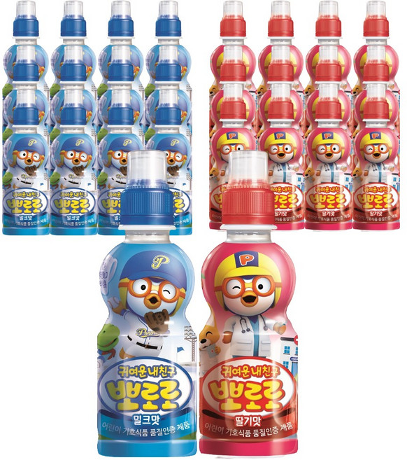 뽀로로 2종모음(밀크12+딸기12) 24개, 1개