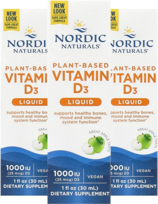 노르딕 내추럴스 식물성 비타민 D3 리퀴드 1000 IU, 3개, 30ml - 쿠팡