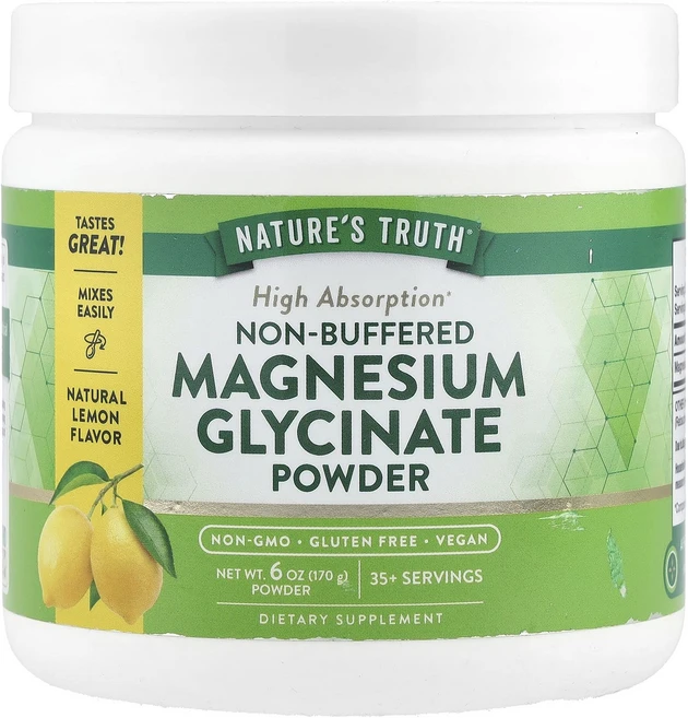 단백질 비타민 철분 마그내슘 칼슘 Nature's Truth 비완충형 글리신산마그네슘 분말 천연 레몬 170g(6oz) 고루고루섭취해주세요, NaturesTruth비완충형글리신산마그네슘분말천연레몬, 170g, 1개 - 쿠팡