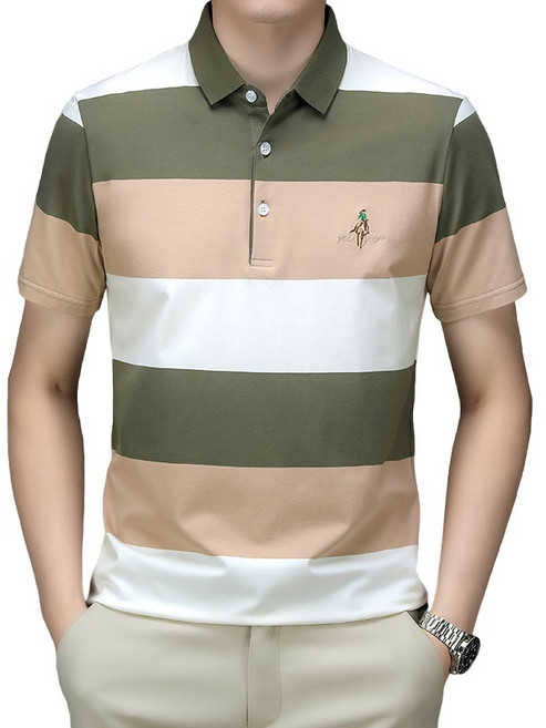 비즈맨골프 남성 럭셔리 순면 카라반팔 티셔츠