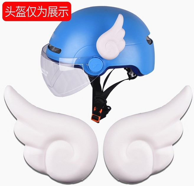 安全帽裝飾 機車裝飾 安全帽飾品 頭盔小物, 天使翅膀-白色(一對)