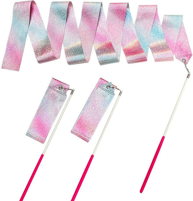 핑크 리듬 체조 리본 막대 2m 3P