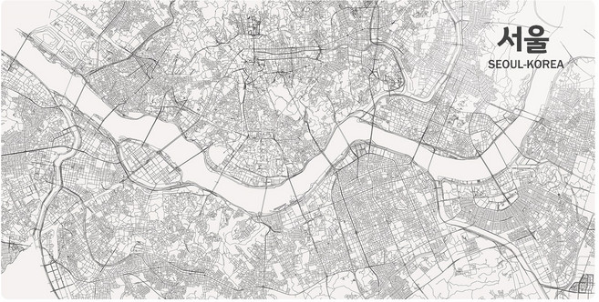 티오피 마우스패드 겜용 데스크 장패드 서울 지도, 800×400×3mm, 1개, 화이트