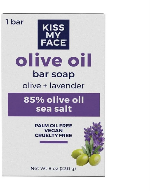 키스 마이 페이스 올리브 오일 씨솔트 라벤더 향 비누 230g Kiss My Face Olive Oil & Lavender Bar Soap, 1개 - 쿠팡