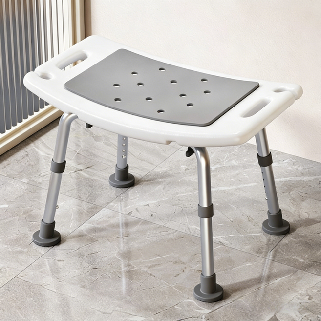 샤워스툴 다기능 노약자 욕실의자 높이조절 미끄럼방지 안전 내구성 강화, 1개, 화이트