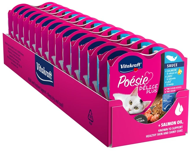 비타크래프트 고양이 포에시 델리스 플러스 하트캔 습식사료, 연어, 85g, 15개 - 쿠팡