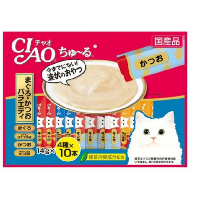 이나바 고양이 챠오츄르 버라이어티 간식, 혼합맛(참치/가다랑어), 560g, 1개