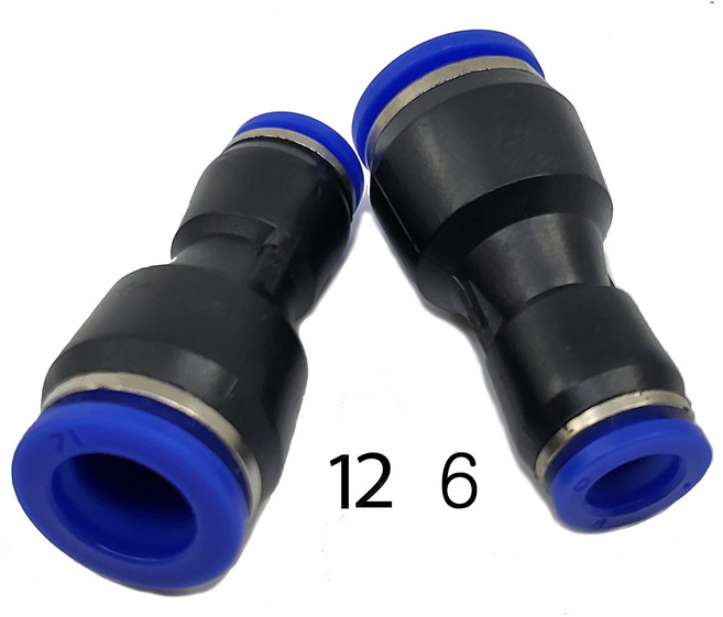 PG12-6 12mm-6mm 원터치피팅 원터치휘팅 유공압 퀵 커넥터 에어 호스 유공압 이경 카플러 감, 1개