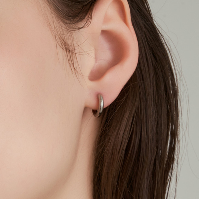 [루메] 퓨어 라운드 스틸 원터치 링 귀걸이 LMSTEE004