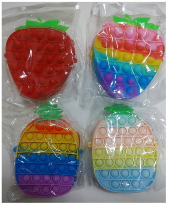 과일 푸쉬팝 파우치 딸기 가방 푸쉬팝 파인애플 가방푸쉬팝 파스텔 푸시팝 버블 초대형 팝잇, 1개