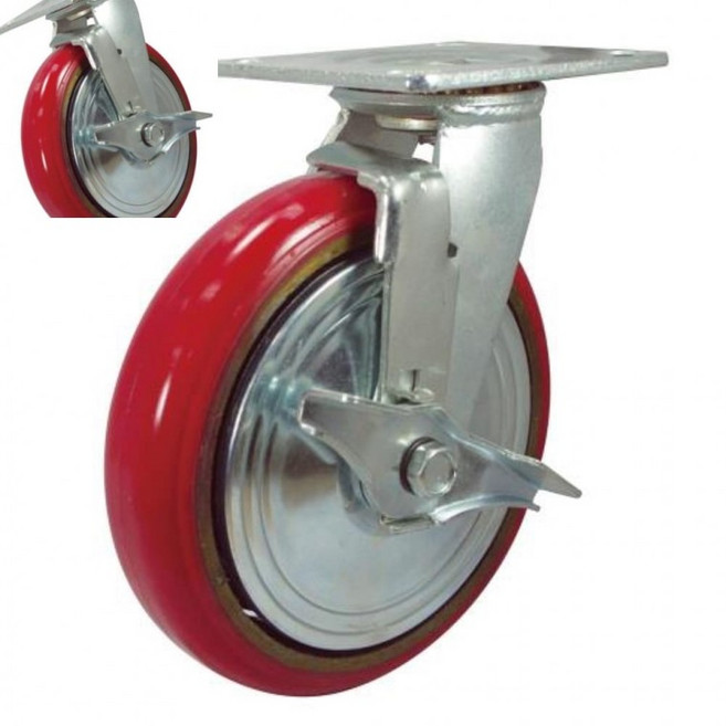 중형 하중 회전 브레이크 캐스터 바퀴 카트바퀴 대차캐스터 구루마바퀴 운반바퀴, 1개, 상세페이지 참조