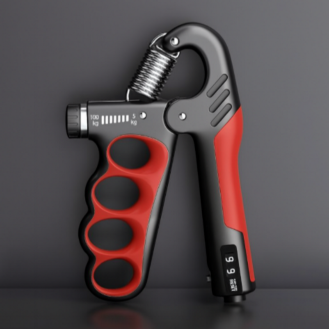 풀팩토리 강도 조절 논슬립 카운터 전완근 운동 악력기, 1개, 빨강색