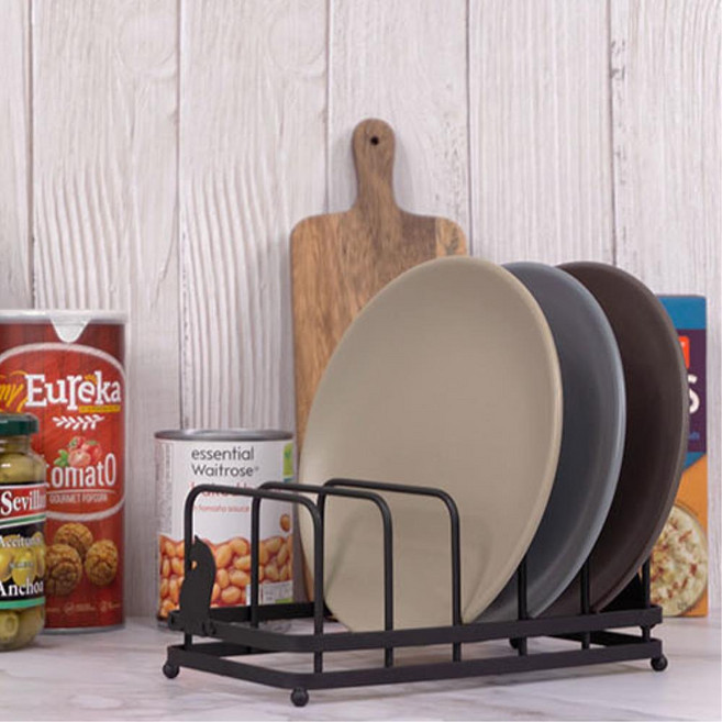 주방 식기 플레이트 정리 수납 보관 철제 고양이 접시꽂이 거치대 주방정리, 아이보리, 1개