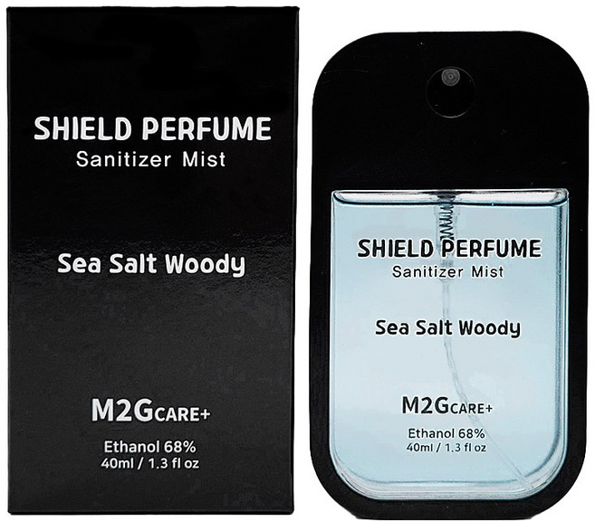 M2G CARE+ 휴대용 손소독제 뿌리는 미니 향수 보습 쉴드퍼퓸 씨솔트우디, 1개, 40ml