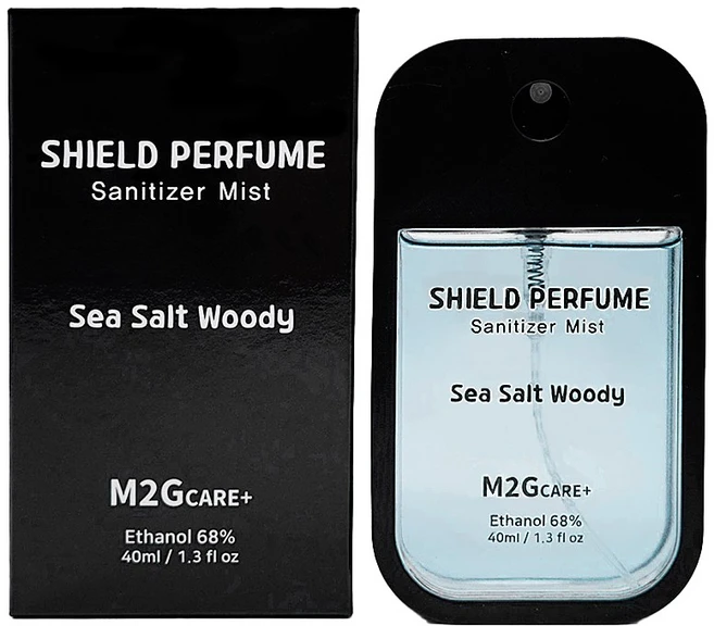 M2G CARE+ 휴대용 손소독제 뿌리는 미니 향수 보습 쉴드퍼퓸 씨솔트우디, 1개, 40ml - 쿠팡