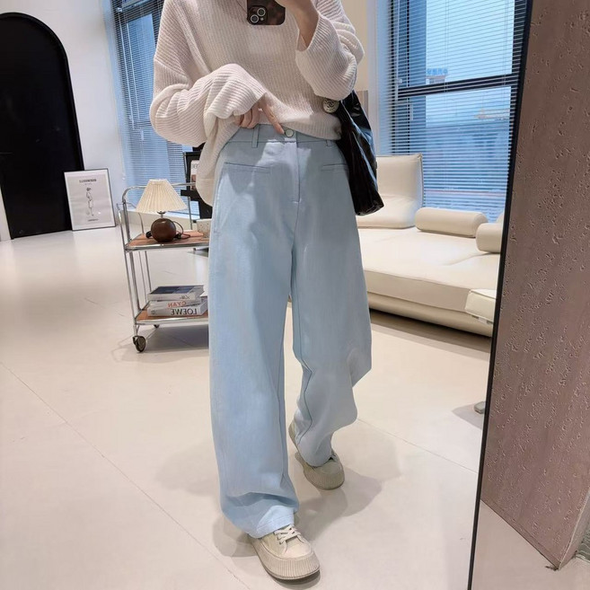 解構式繭型香蕉寬褲 高腰休閒牛仔褲