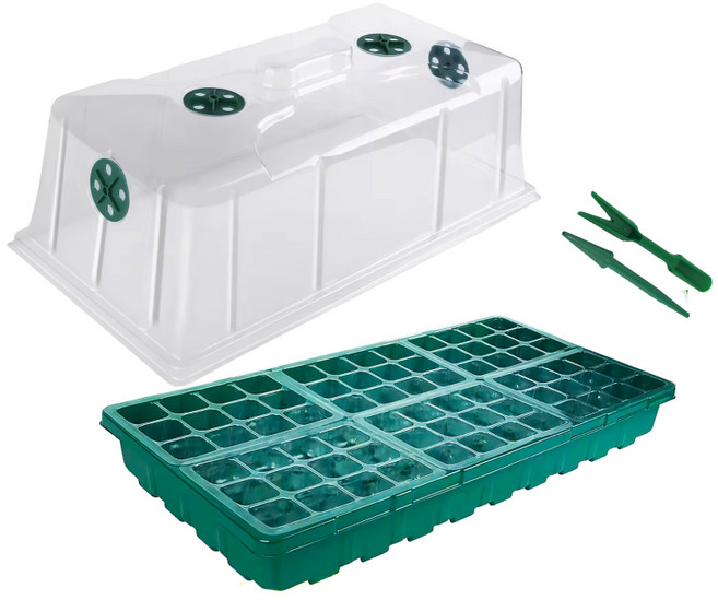 72구 온실 모종트레이 화분 세트 (12구 6개 통풍 뚜껑 4개), 1개