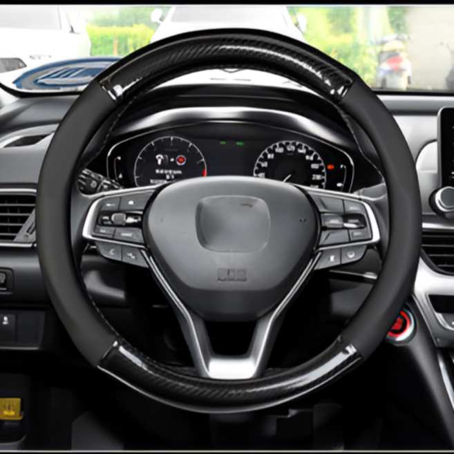 일리마 논슬립 자동차 핸들커버 차량용 카본 가죽, 1. 하프 브라이트 카본 타공