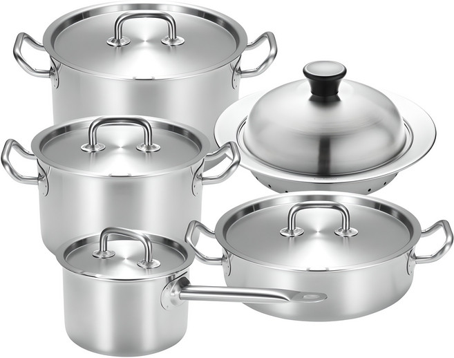 쿡에버 인덕션 프로 프리미엄 통5중 냄비 세트 5종, 편수 16cm + 양수 20cm + 양수 24cm + 전골 24cm + 뉴 멀티스티머 소, 1세트