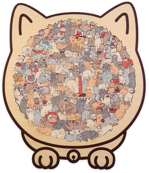 토이토 동물 퍼즐 액자 아이 방 꾸미기 원목 인테리어 소품 받침대 포함 강아지 고양이, 1개, 넘버링 고양이