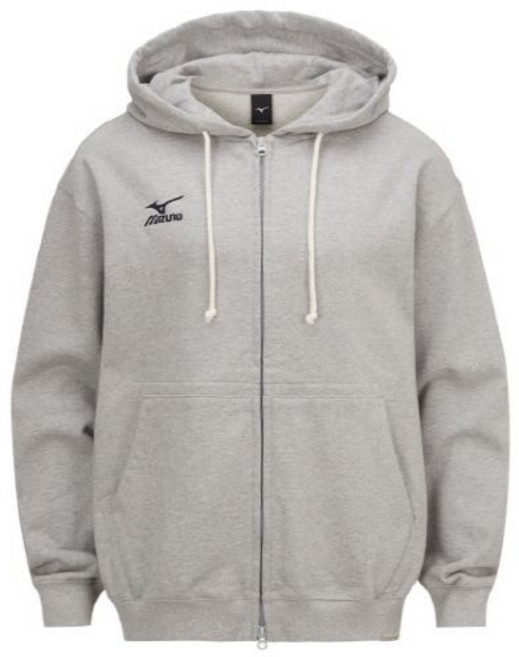 미즈노 후드티 남여공용 가을겨울 멜란지그레이 스몰로고 스탠다드 후드 1764812