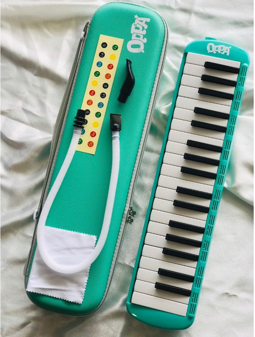 OPPA 37鍵口風琴 安全無毒防撞軟殼附配件, 1個, 精品綠